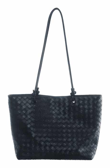 Woven Faux Leather Tote