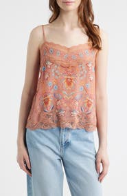 FARM Rio Mocha Ties Lace Camisole