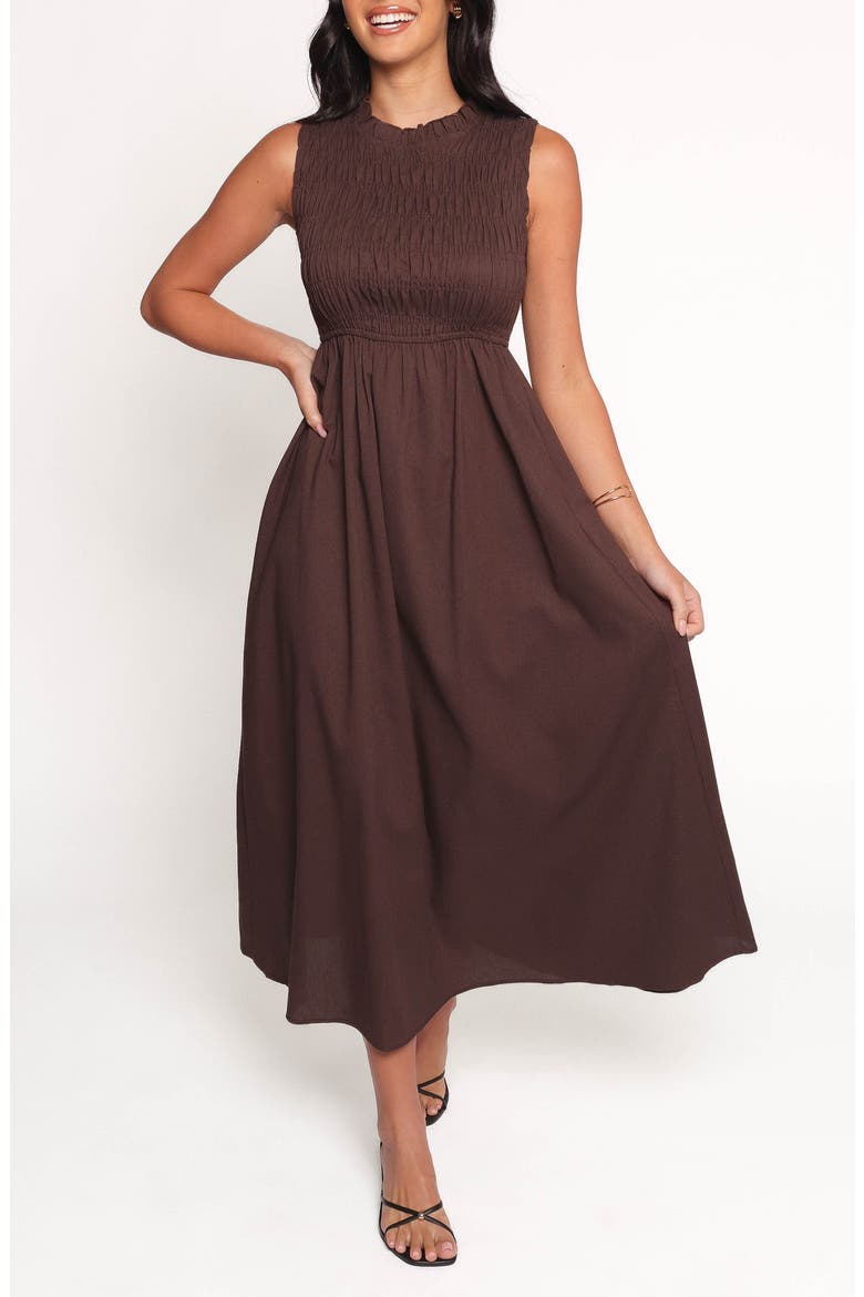 Lanna Smocked Sundress, Main, color, CHOCOLATE