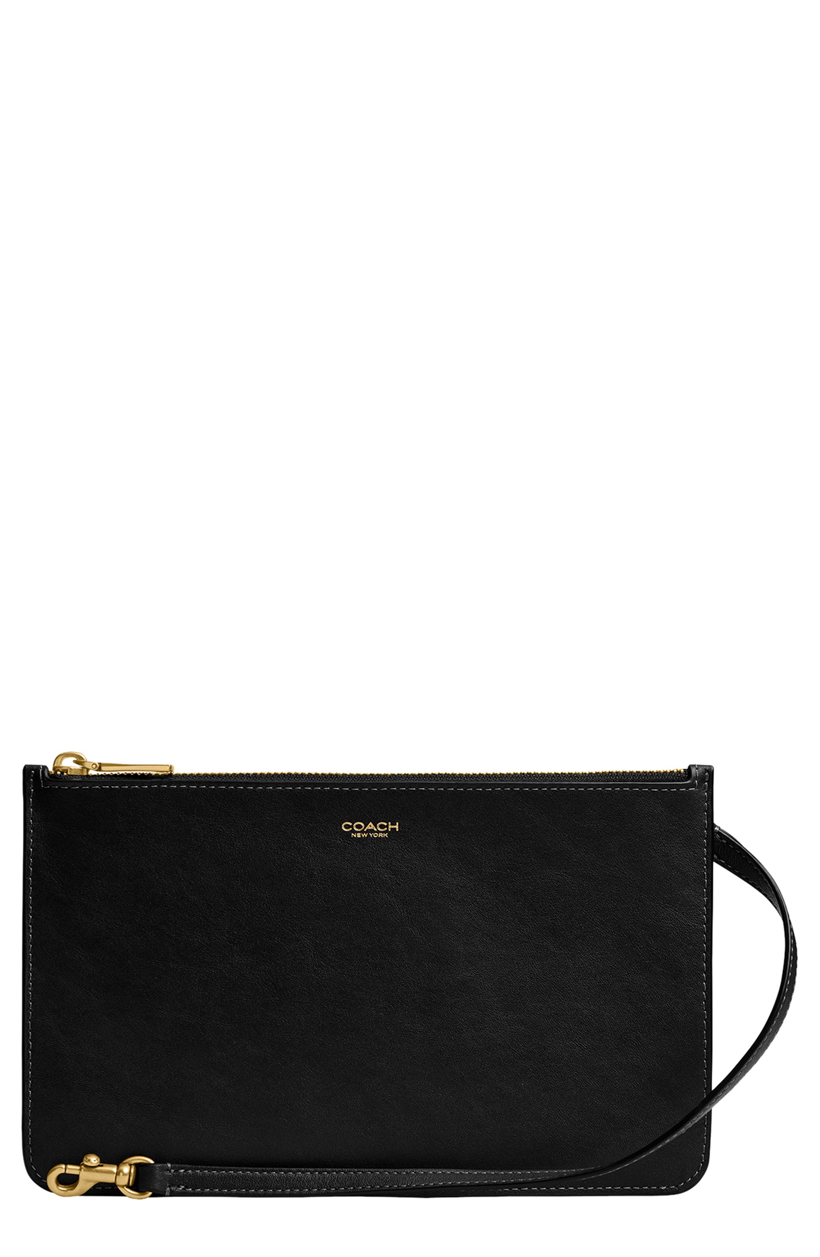 COACH Zip Leather Pouch, Main, color, 