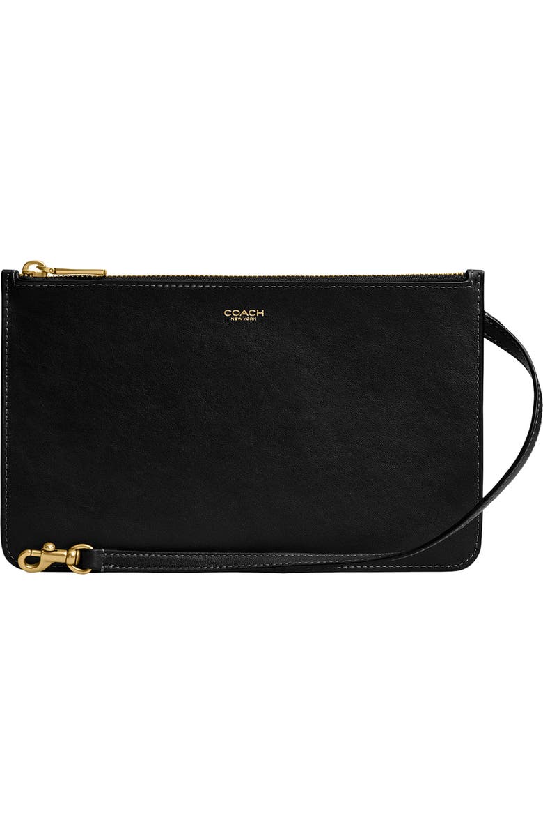 COACH Zip Leather Pouch, Main, color,