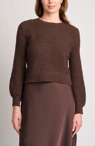 Halogen® Honeycomb Stitch Puff Sleeve Sweater