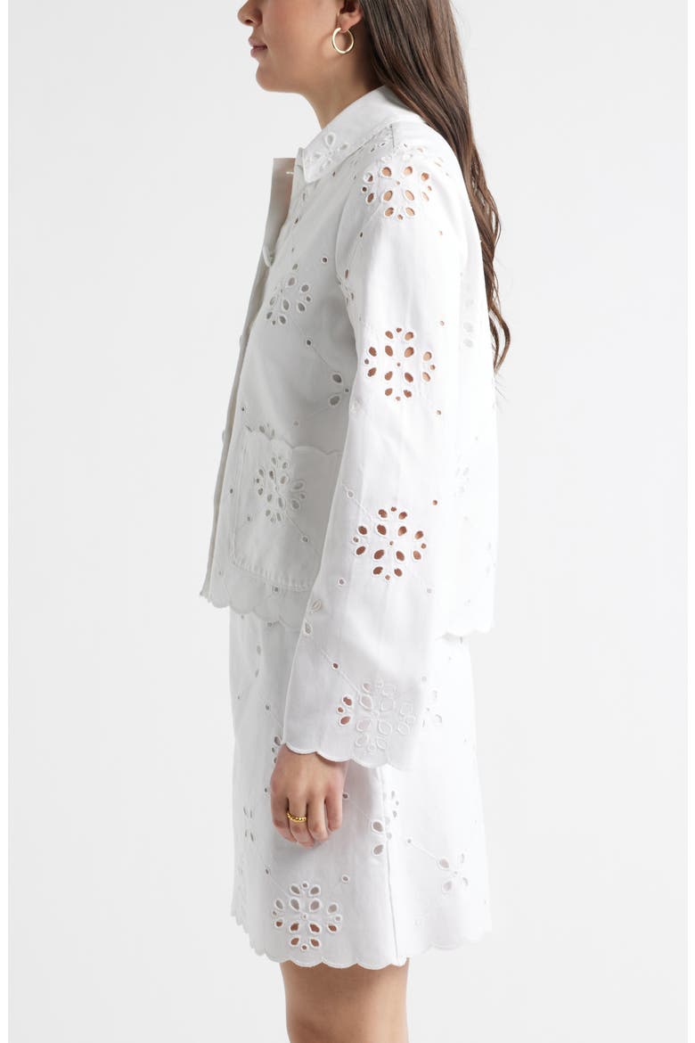 Eyelet Lace Jacket, Alternate, color, WHITE