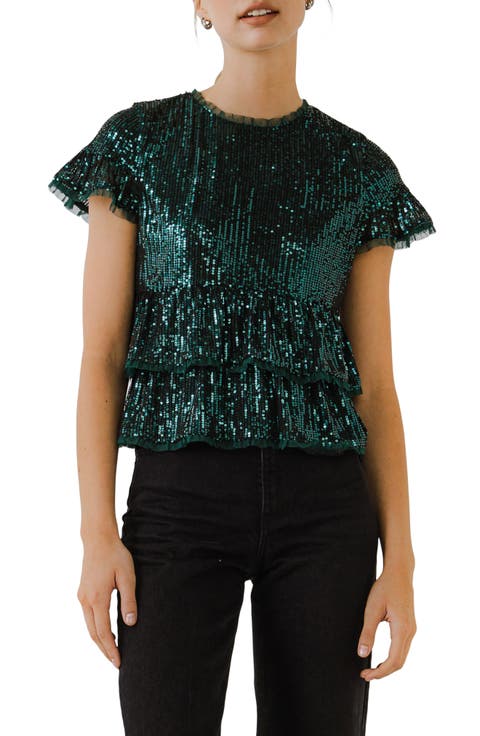 Sequin Babydoll Top