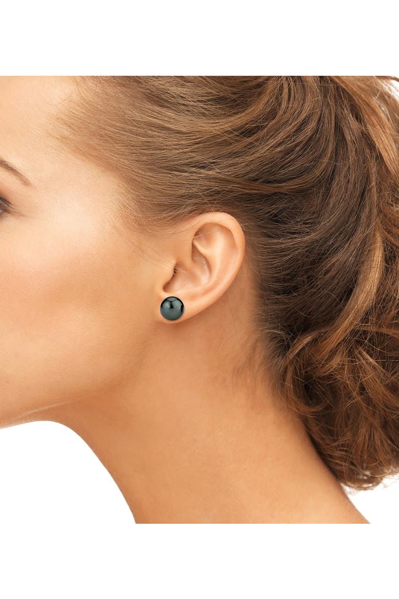 12mm Tahitian South Sea Round Pearl Stud Earrings, Alternate, color, White Gold