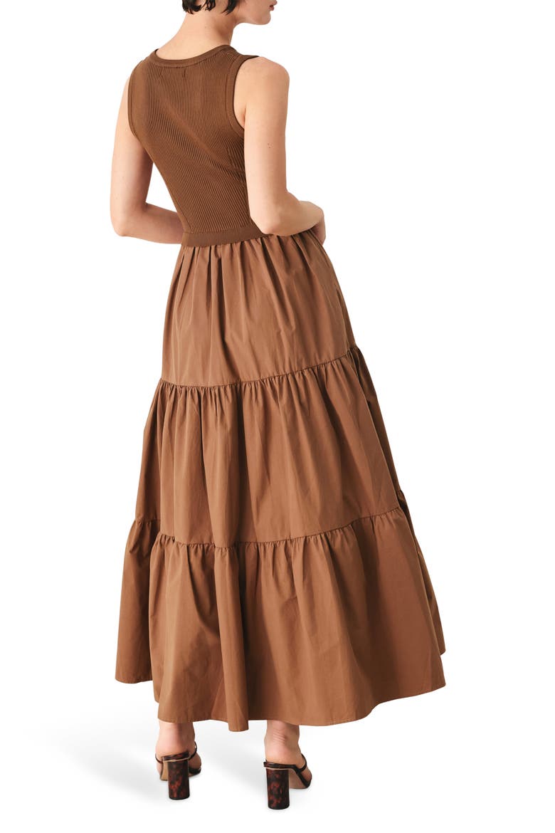 Mixed Media Maxi Dress, Alternate, color, BROWN