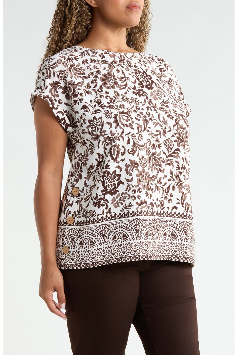 Print Top, Alternate, color, WHITE/ SAND MULTI