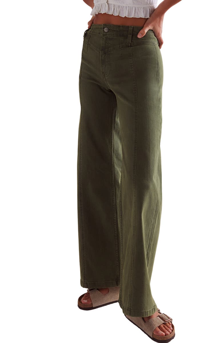 Free People Libre Front Yoke Wide Leg Jeans, Main, color, Thyme