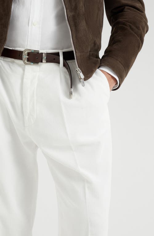 Brunello Cucinelli Pleat-front Cotton Trousers In Snow