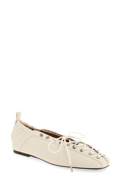 Ganni Lace-up Embellished Recycled Leather Ballet Flats In Neutral