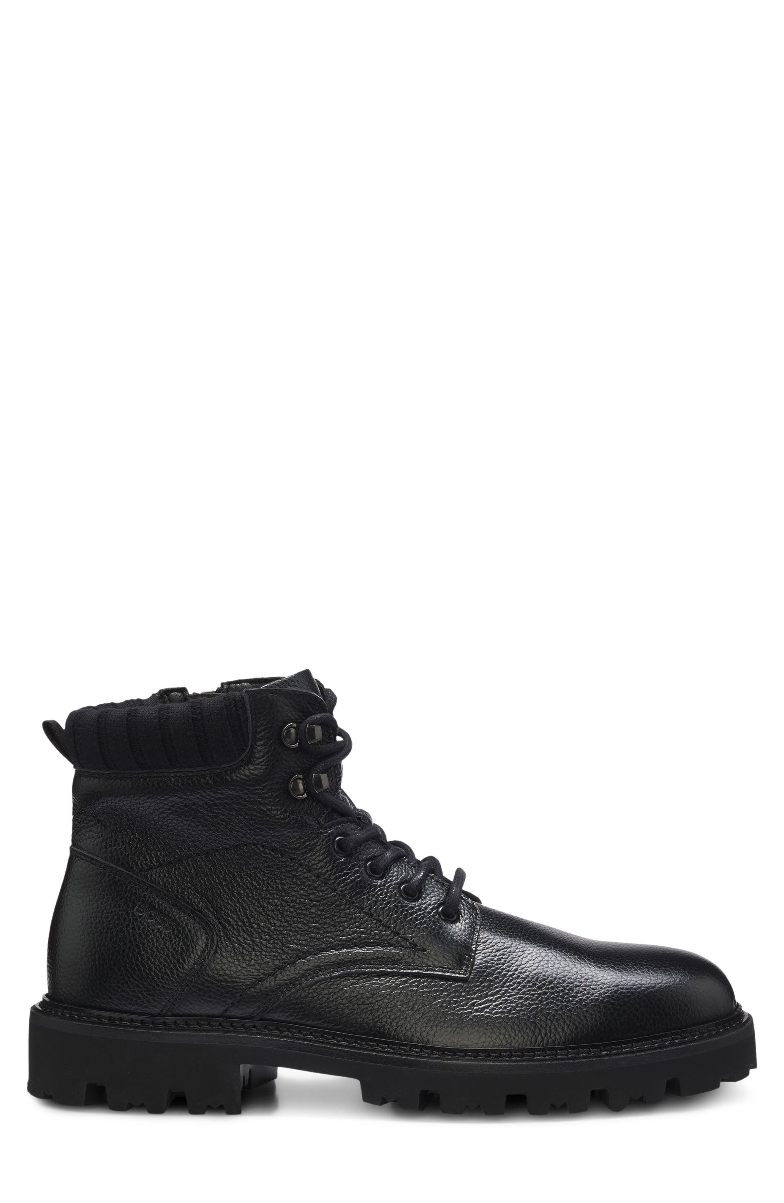 Julio Lugged Moc Toe Leather Boot, Alternate, color, BLK