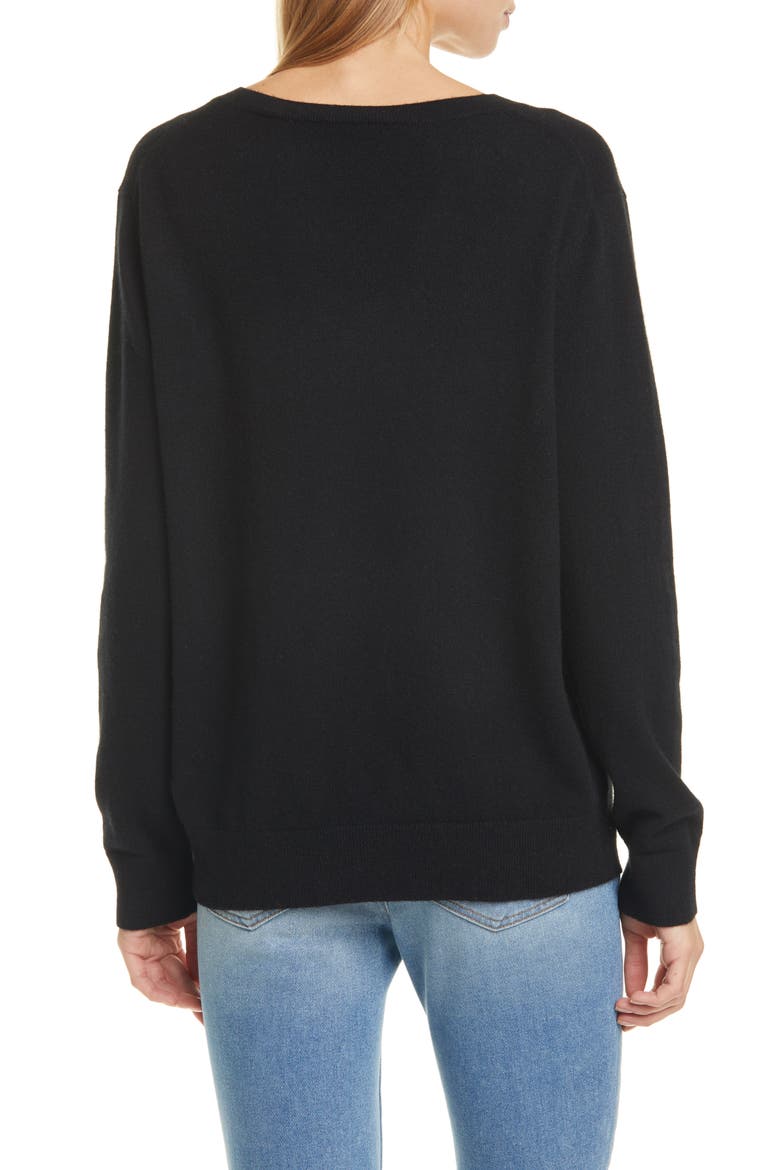 Weekend V-Neck Cashmere Sweater, Alternate, color, BLACK