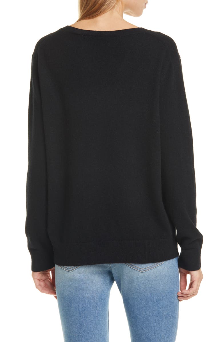 Vince Weekend V-Neck Cashmere Sweater, Alternate, color, Black