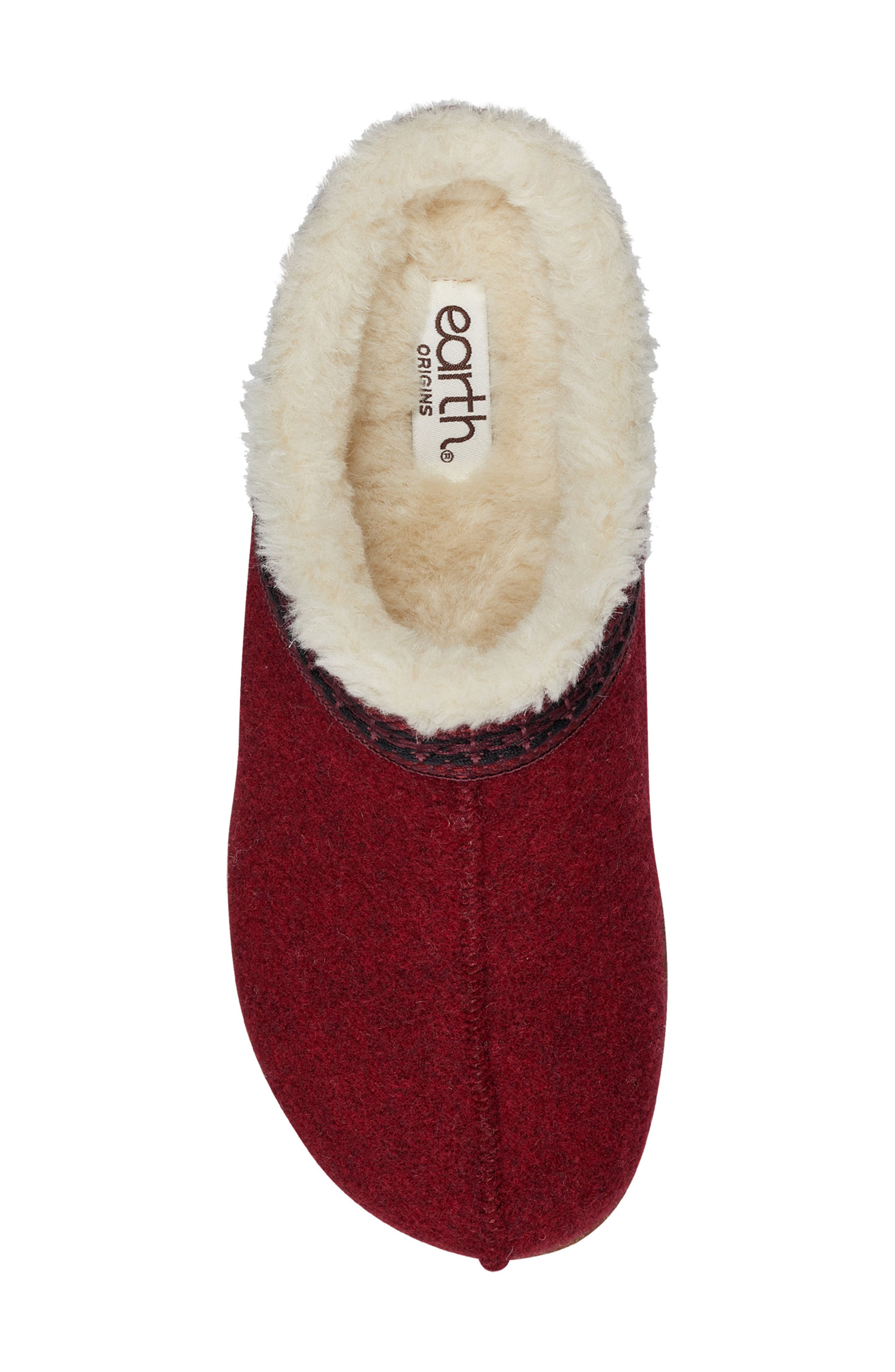 Elya Faux Fur Clog, Alternate, color, RED