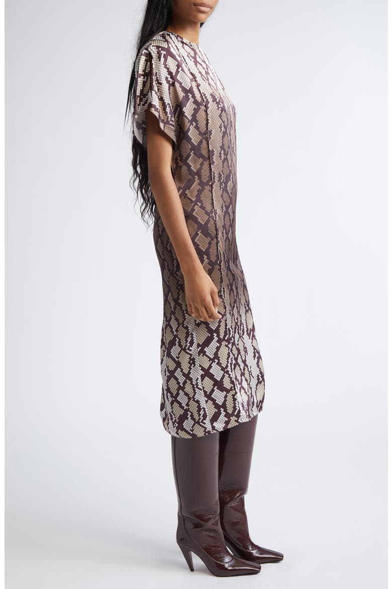 Snakeskin Print Satin Midi Dress, Alternate, color, NATURAL