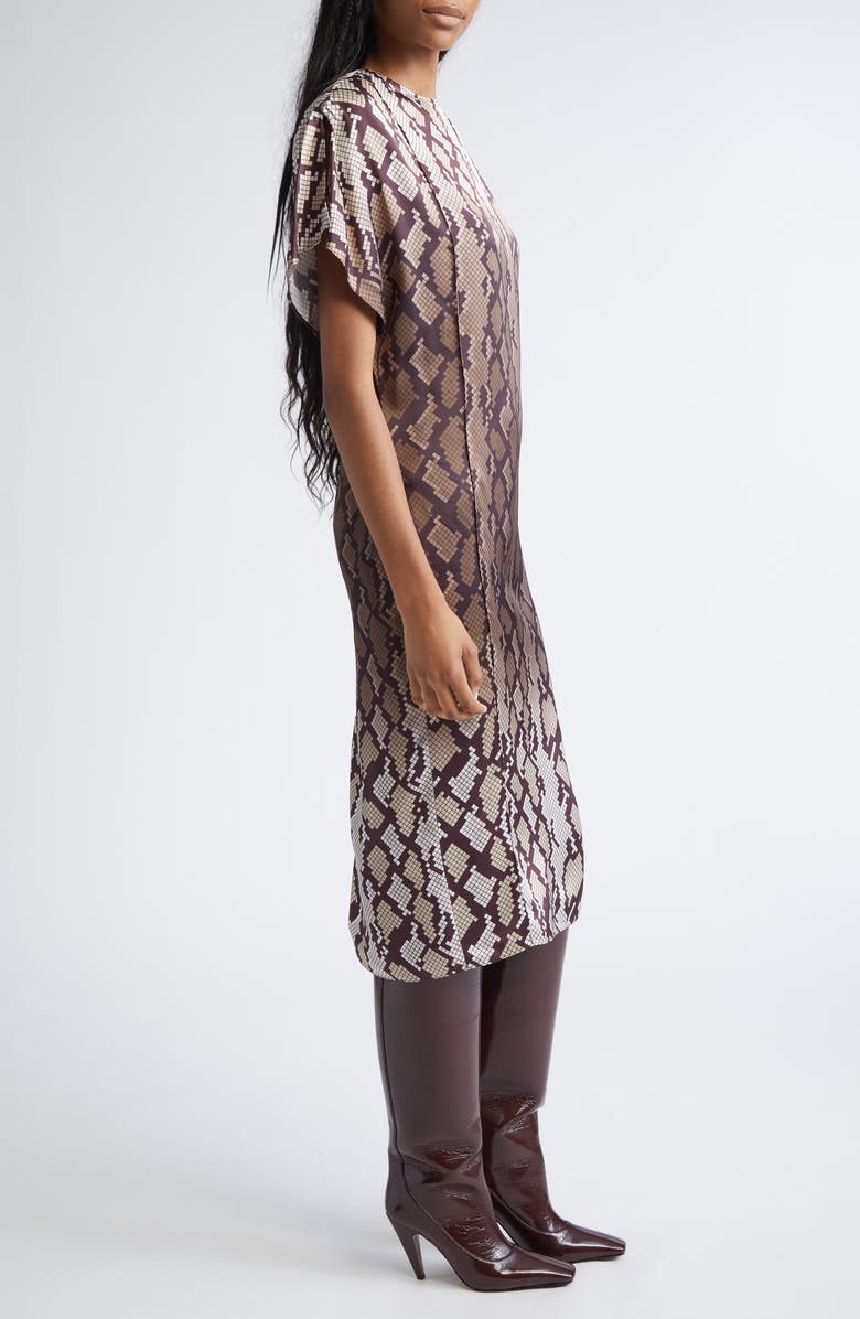 Stella McCartney Snakeskin Print Satin Midi Dress, Alternate, color, Natural