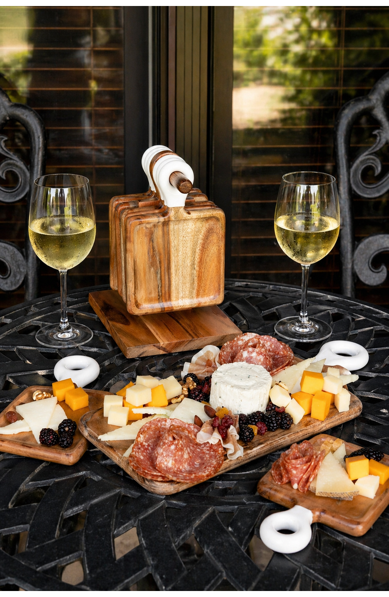 Jeanne Fitz Wood + White Collection Acacia Wood mini Charcuterie Board, Set of 8, Alternate, color, White, Brown