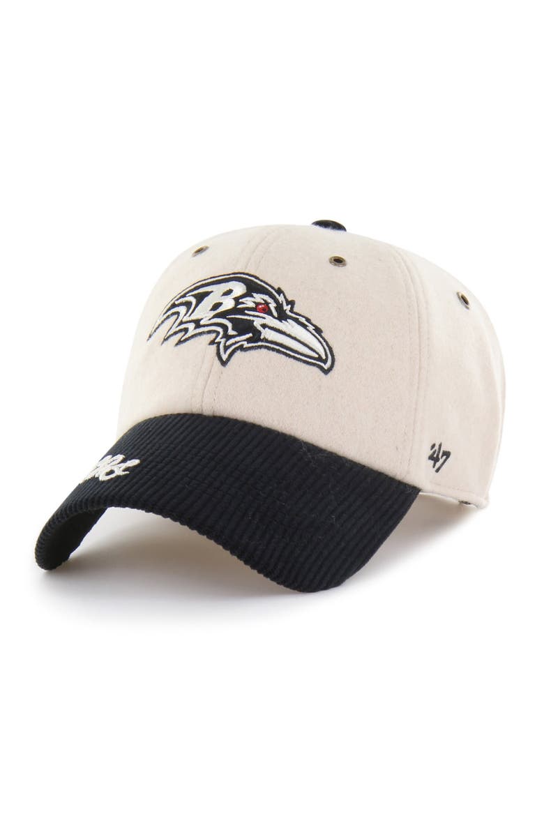 Women's '47 Natural/Black Baltimore Ravens Rope Script Clean Up Adjustable Hat, Alternate, color, Natural