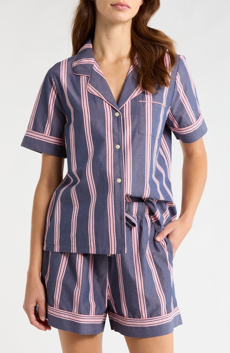 Nordstrom Classic Short Cotton Pajamas, Main, color, Navy Lena Stripe