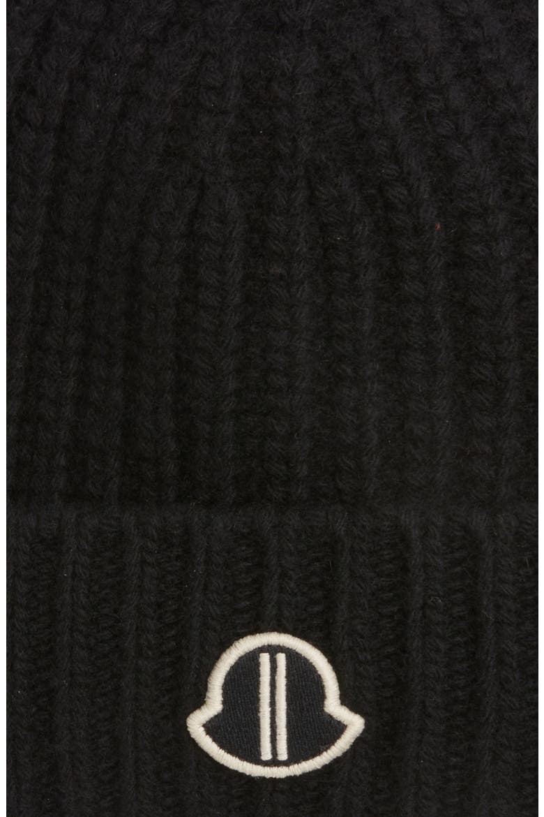 x Rick Owens Rib Virgin Wool & Cashmere Beanie, Alternate, color, BLACK