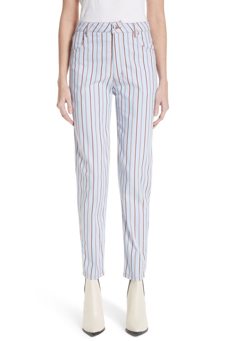 Stripe High Waist Denim Jeans, Main, color, SKY MULTI STRIPE