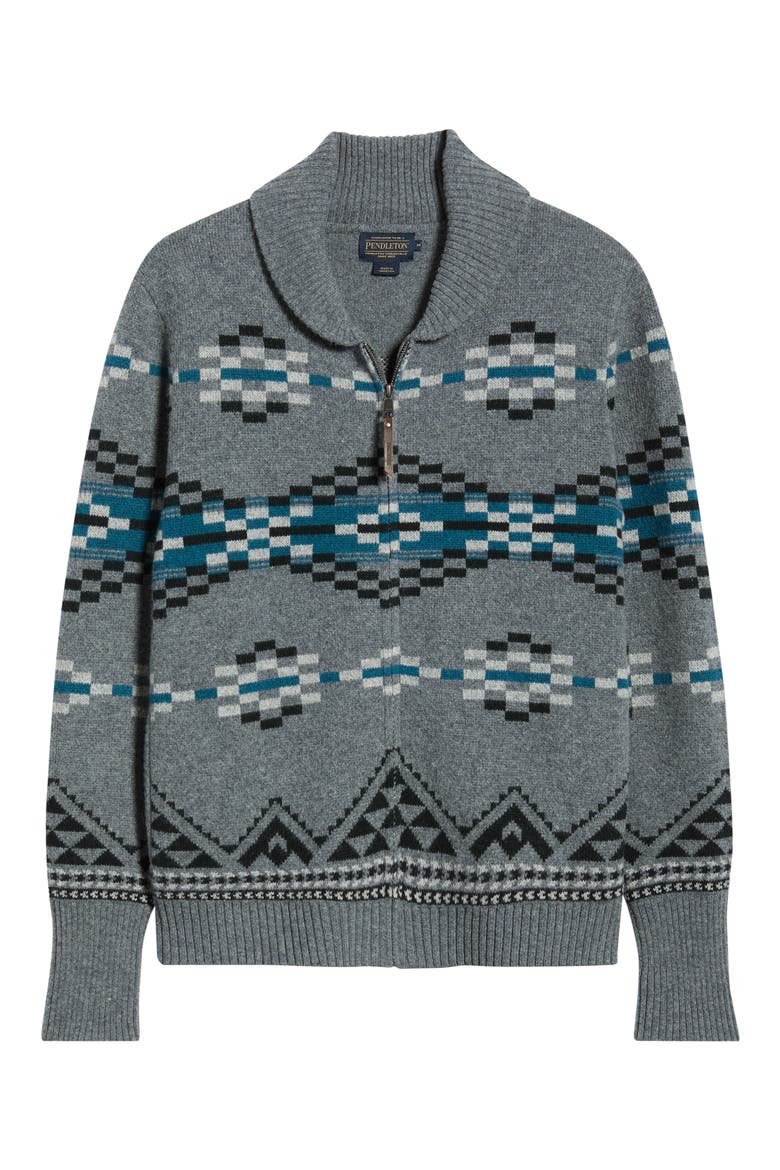 Lost Trail Lambswool Zip Cardigan, Alternate, color, LOST TRAIL CHARCOAL