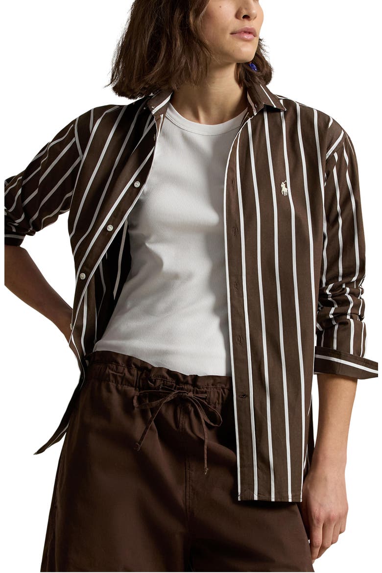 Relaxed Fit Stripe Cotton Button-Up Shirt (Women) | Nordstrom