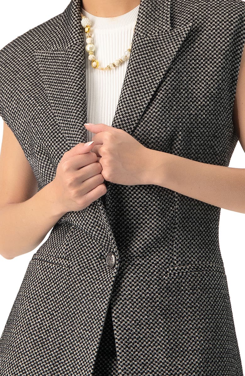 IVONNE Long Checkered Vest, Alternate, color, Black