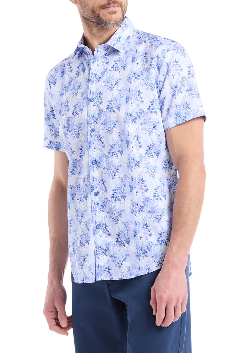 Earlston Short Sleeve Cotton Button-Up Shirt, Alternate, color, LIGHT BLUE