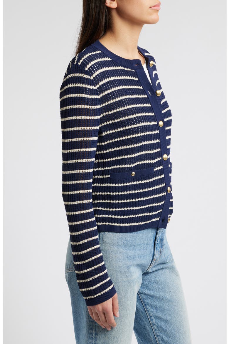Viola Stripe Cardigan, Alternate, color, INDIGOMULT