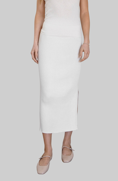 Mia Featherlight Ribbed Midi Skirt