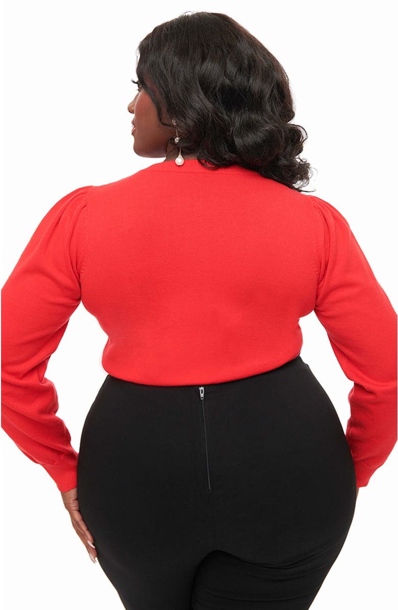 Unique Vintage Plus Size Embroidered Long Sleeve Sweater, Alternate, color, Red