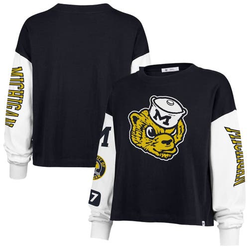 47 Brand '47 Navy Michigan Wolverines Sydney Long Sleeve T-shirt In Blue