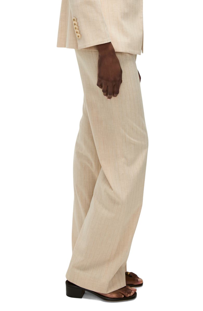 Veronica Beard Jude Stripe Cotton Blend Pants, Alternate, color, Natural Gold