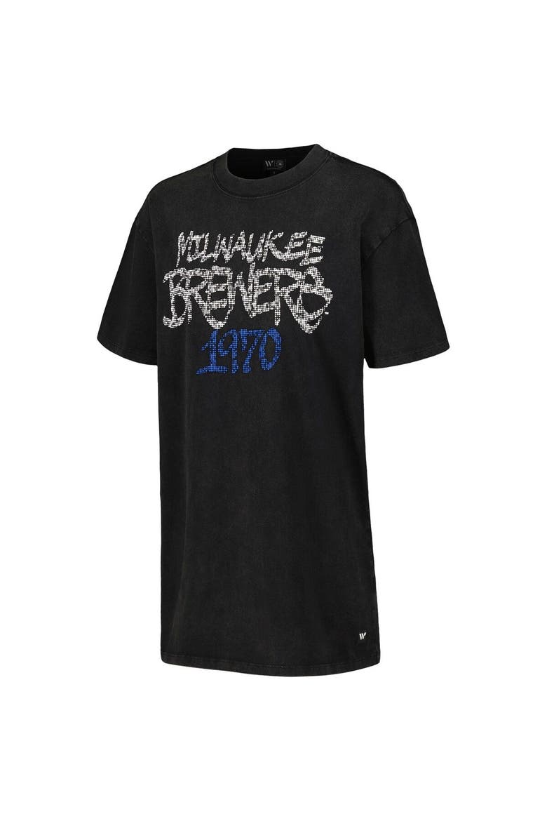 Women's The Wild Collective Black Milwaukee Brewers T-Shirt Dress, Alternate, color, Black