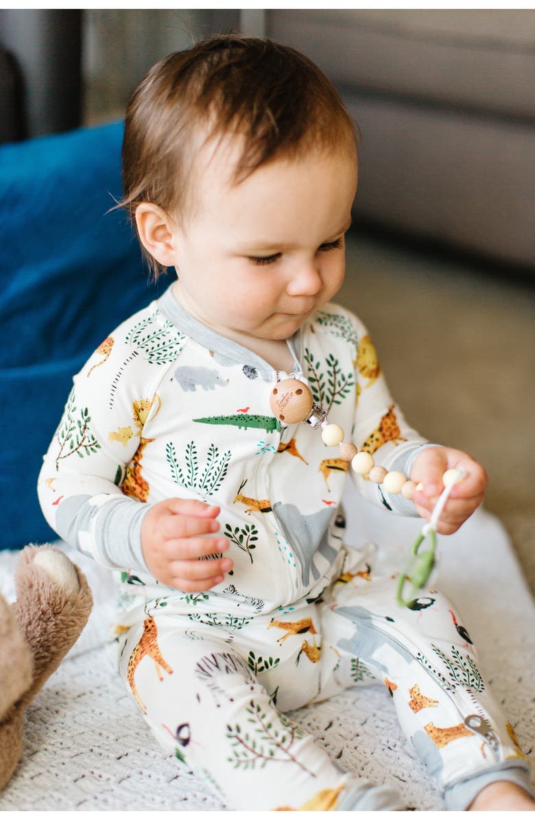 Loulou Lollipop Safari Fitted One-Piece Pajamas, Alternate, color, 