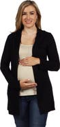 24seven Comfort Apparel Open Front Lightweight Hooded Maternity Cardigan