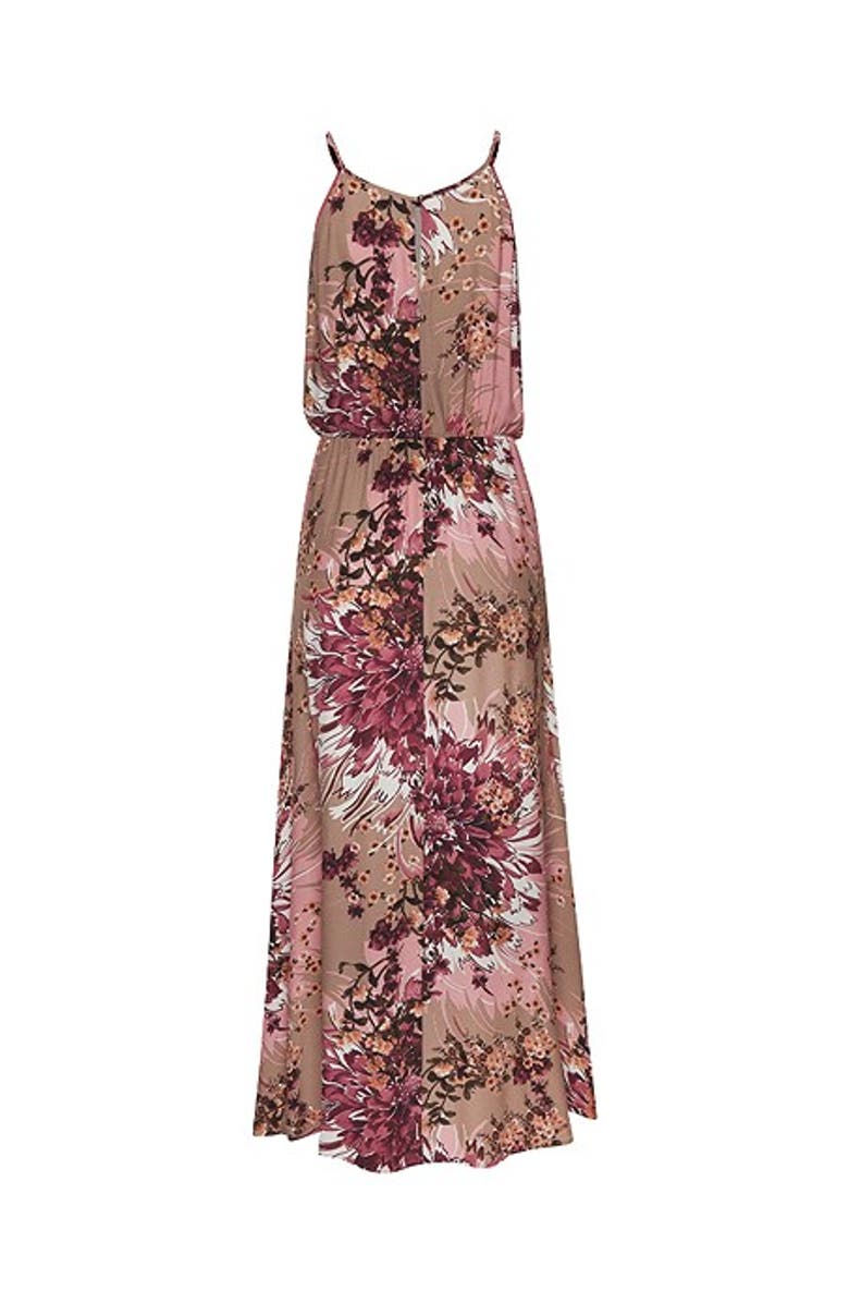 LASCANA Women's High Neck Sleeveless Maxi Dress, Alternate, color, Taupe Berry