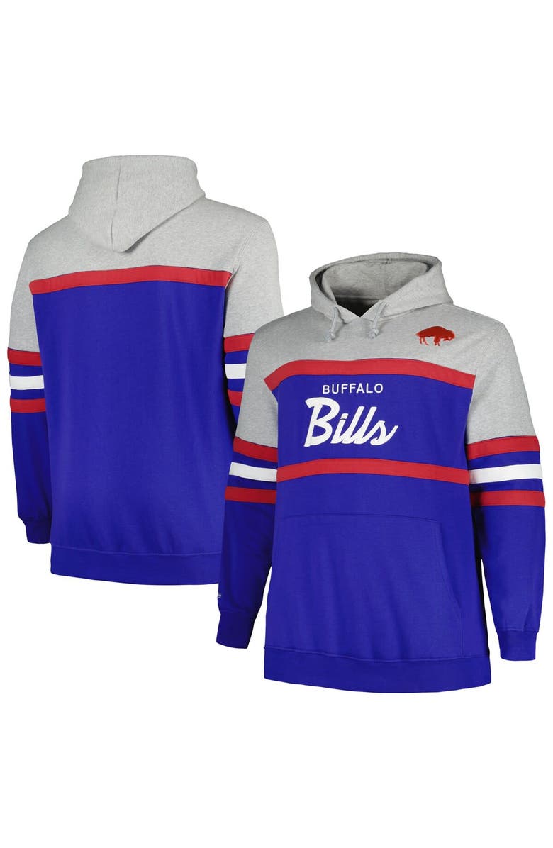 Mitchell & Ness Men's Mitchell & Ness Heather Gray/Royal Buffalo Bills Big & Tall Head Coach Pullover Hoodie, Main, color, Heather Gray