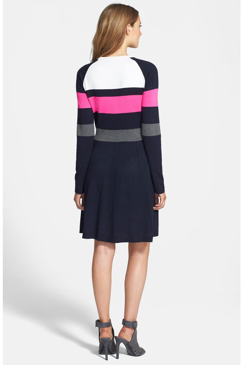 Colorblock Fit & Flare Sweater Dress, Alternate, color, MULTI