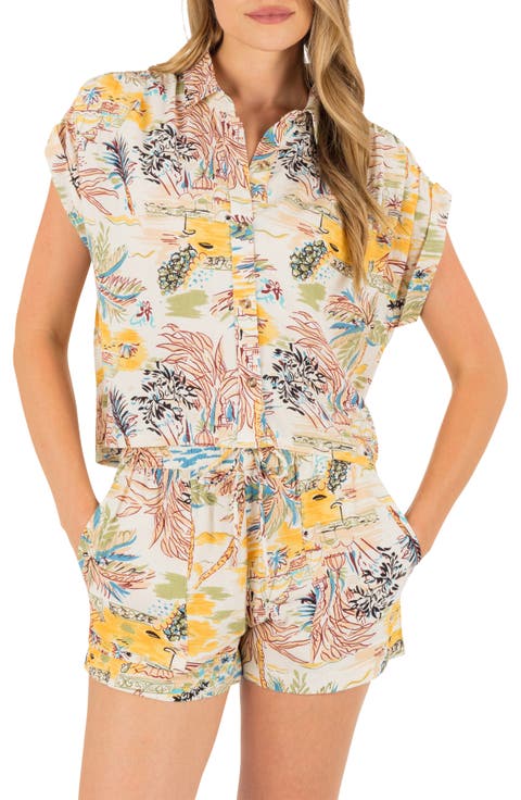 Safari Scenic Print Button-Up Shirt