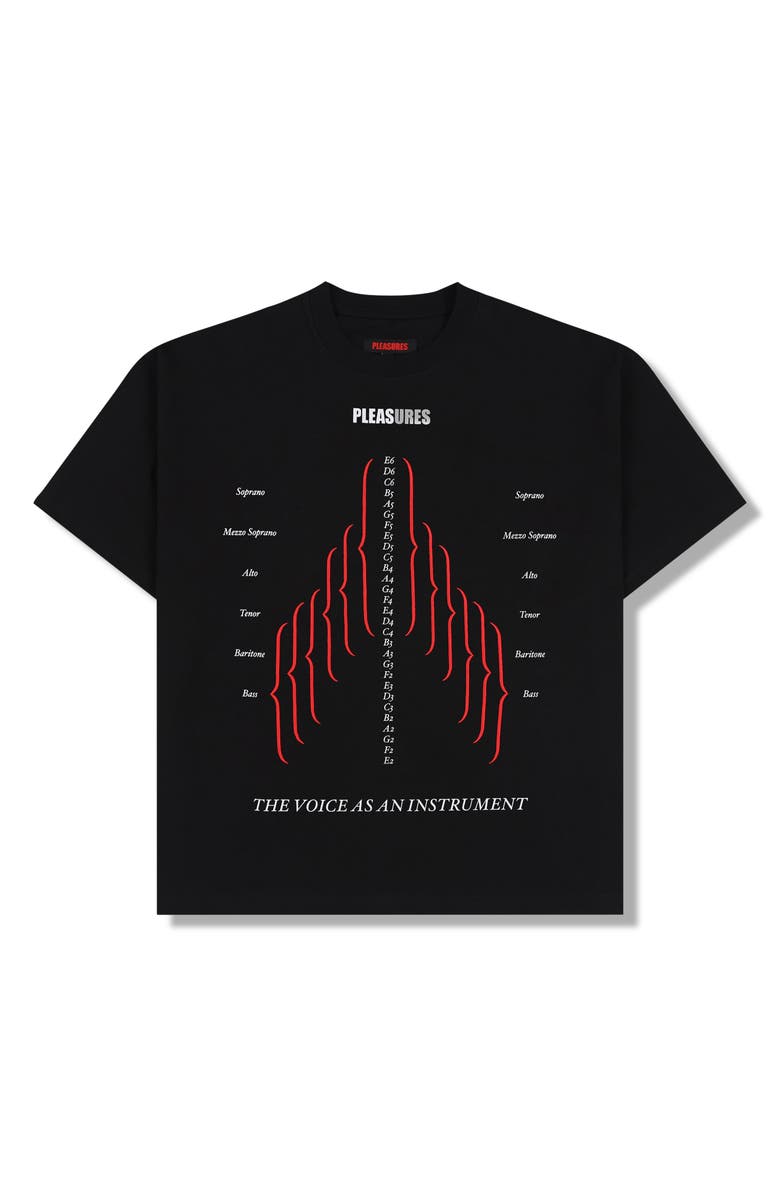 PLEASURES Choir Heavyweight Graphic T-Shirt, Main, color, Black