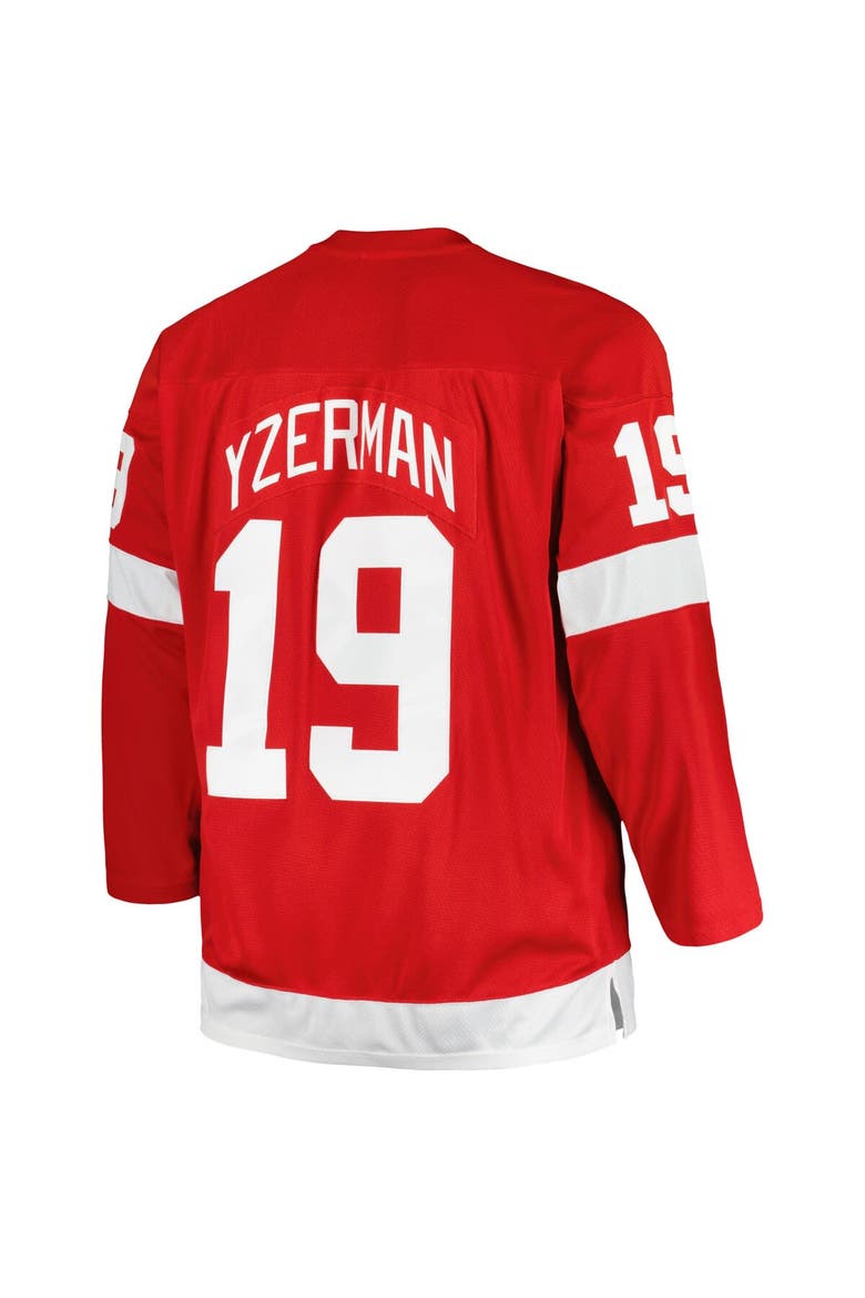 Men's Mitchell & Ness Steve Yzerman Red Detroit Red Wings Big & Tall Captain Patch Blue Line Player Jersey, Alternate, color, Red
