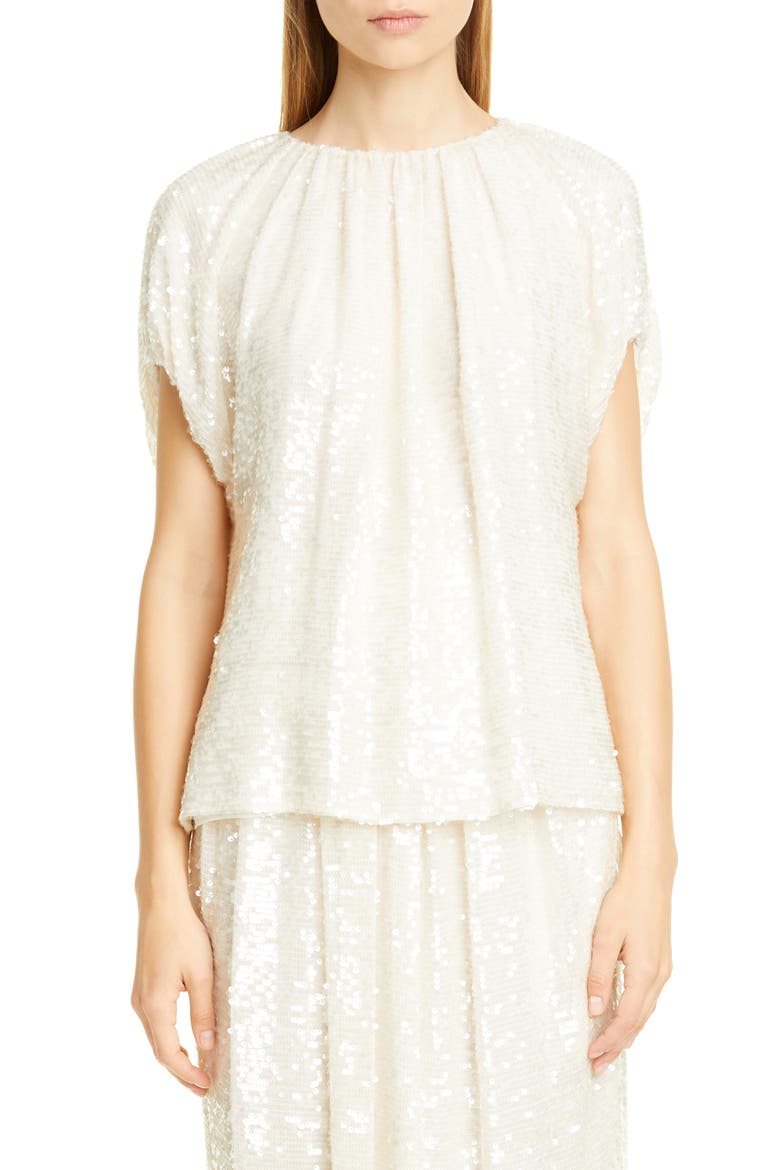 Sequin Embroidered Top, Main, color, IVORY