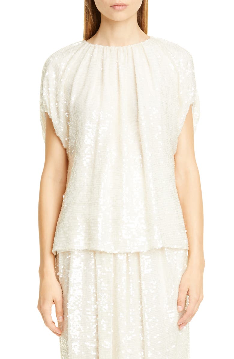 Adam Lippes Sequin Embroidered Top, Main, color, 