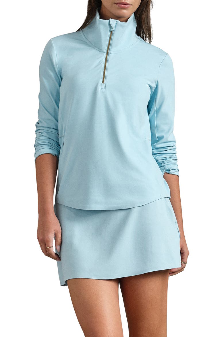 Course to Court Long Sleeve Quarter Zip Top, Main, color, POOL BLUE