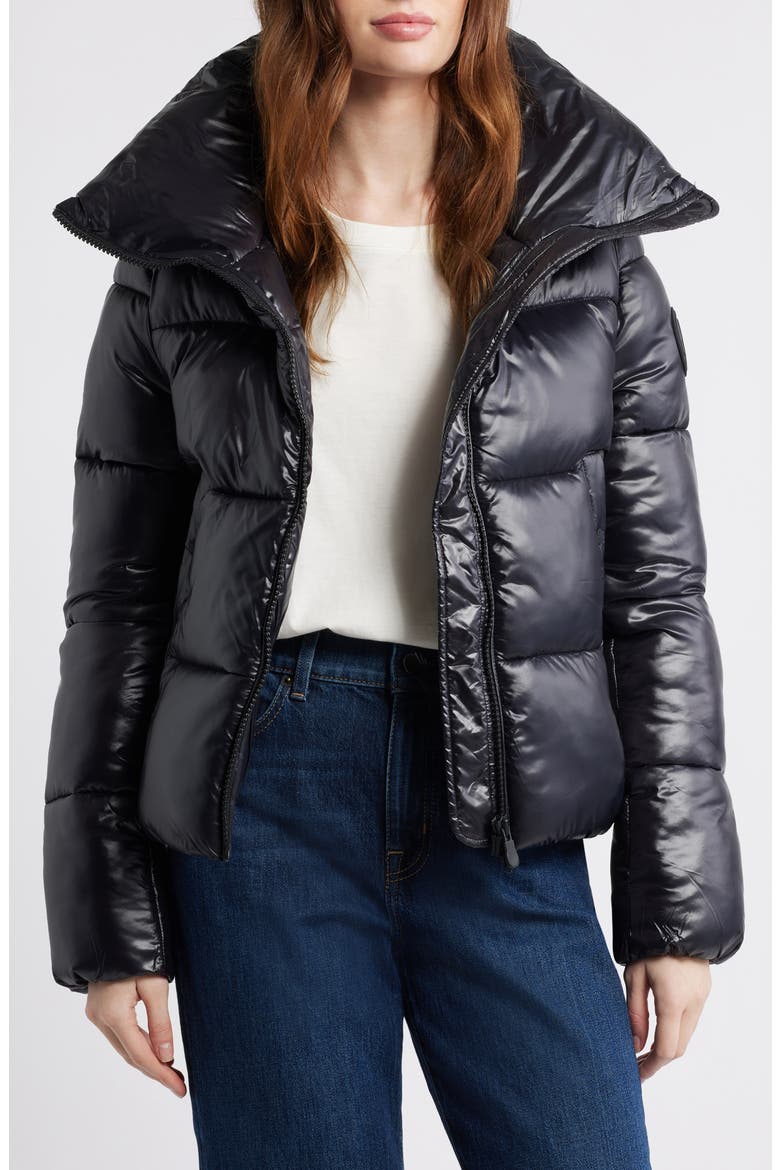 Isla Water Resistant Puffer Coat, Alternate, color, BLACK