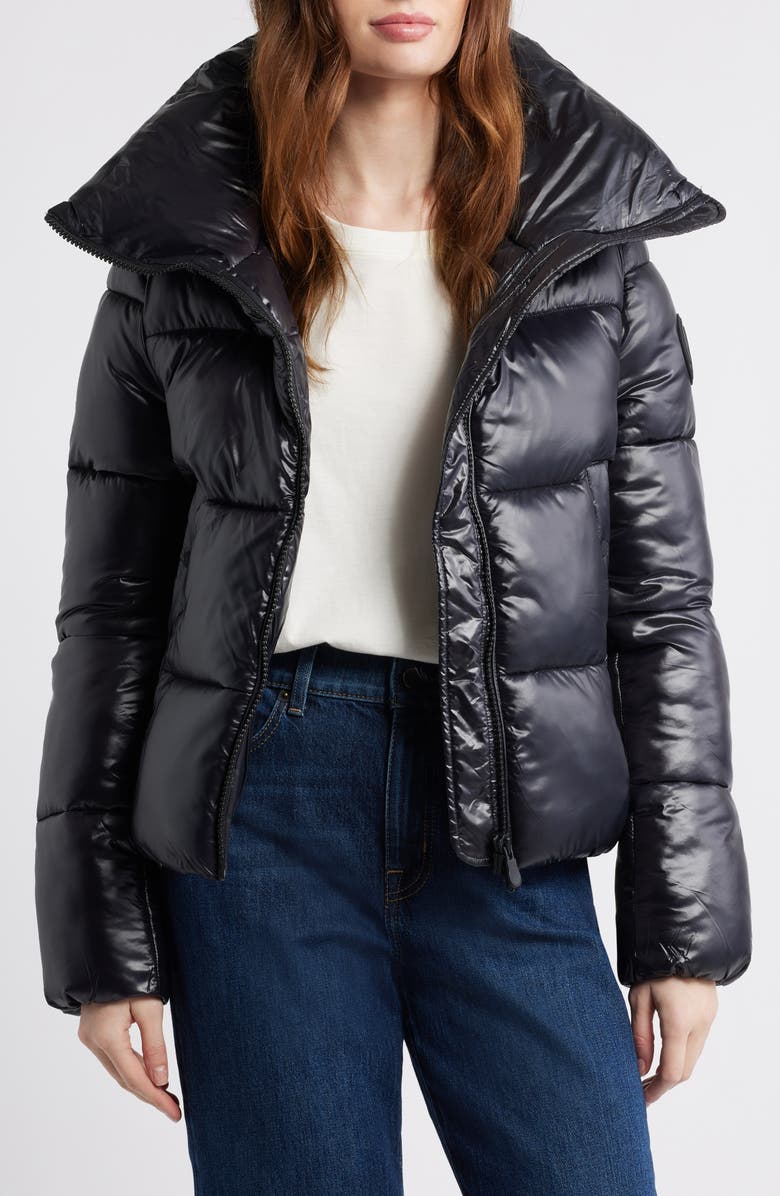 Save The Duck Isla Water Resistant Puffer Coat, Alternate, color, Black