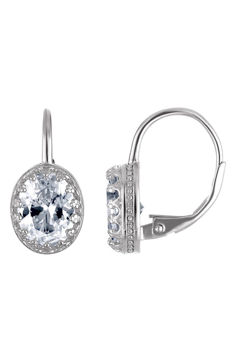 FZN Sterling Silver Oval Gemstone Drop Earrings, Main, color, White Sapphire