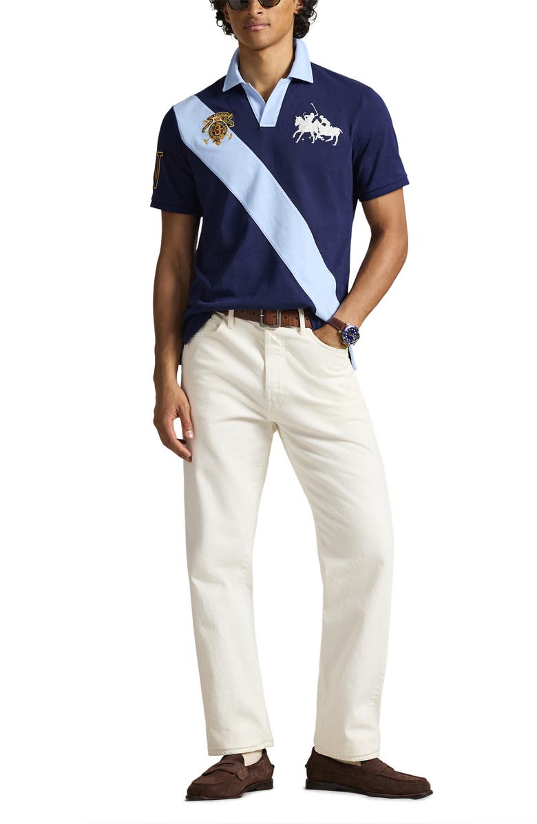 Polo Ralph Lauren Classic Fit Crest Jersey Graphic Polo, Alternate, color, Newport Navy/ Office Blue